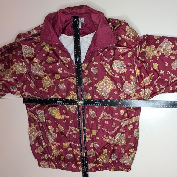 Slade Women's L Burgundy Thanksgiving Print Tracksuit Set Jacket Pants Vintage - Picture 5 of 8
